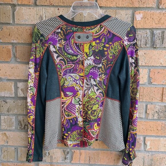 Mirror Image Women's Full Zip Top Blouse Long Sleeves Colorblock Size M - Picture 4 of 11